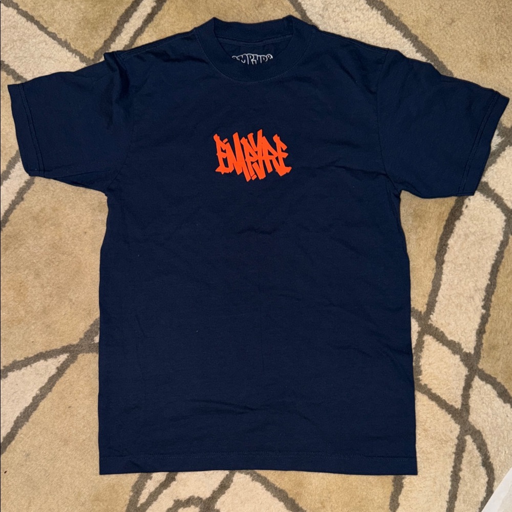 NWOT Empyre Navy Graphic T-Shirt with Orange Logo